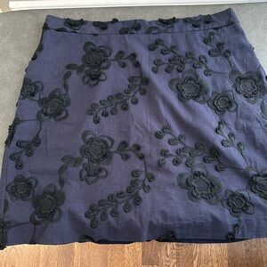 Navy and black embroidered skirt